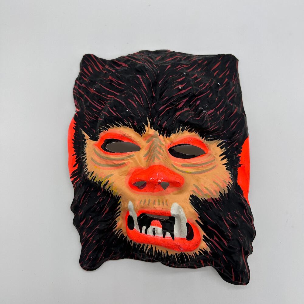 Vintage 70's Ben Cooper Werewolf Wolfman Mask Halloween Costume Molded Plastic